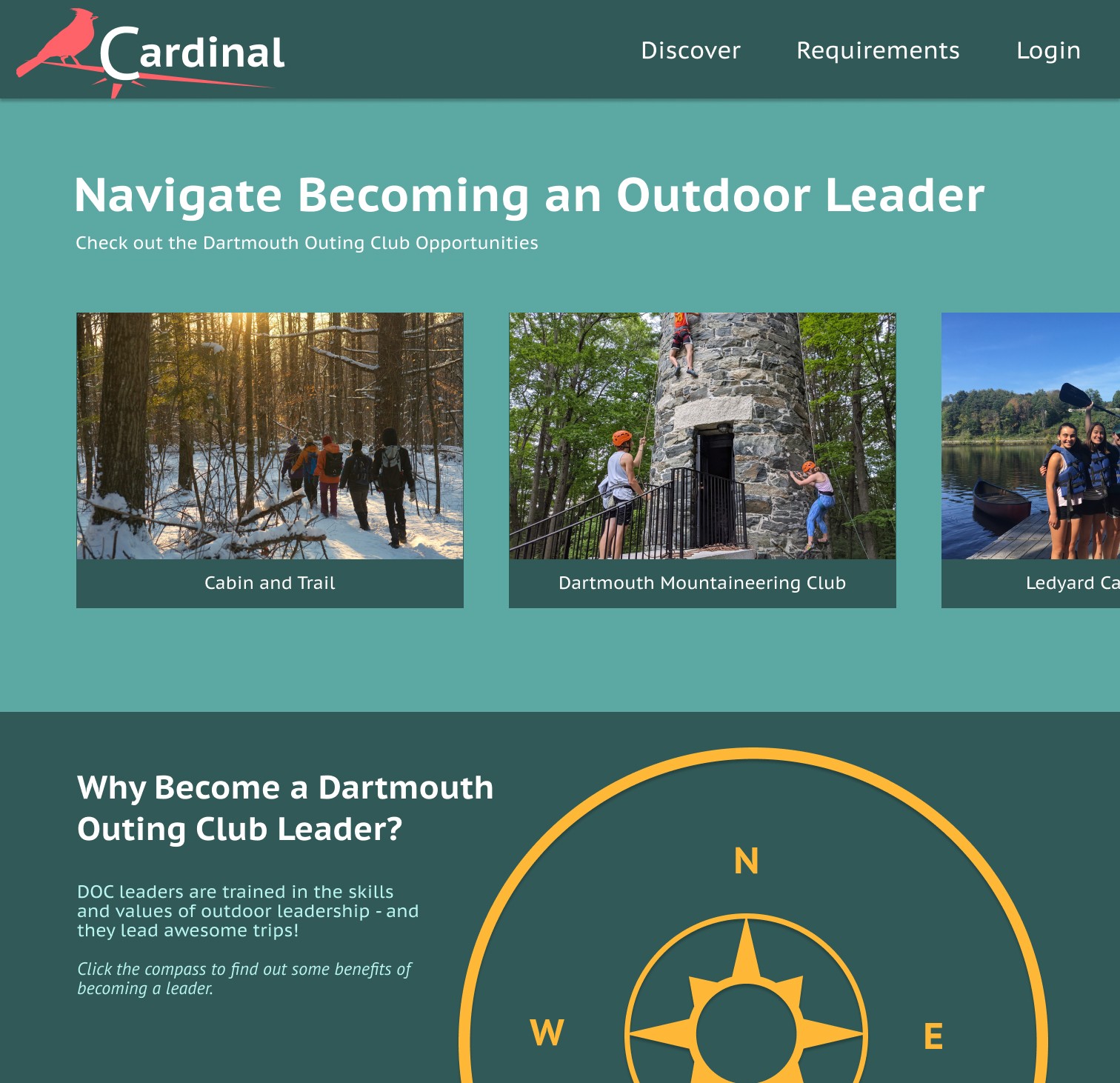 Cardinal app screen showing consolidated leader requirements and tracking